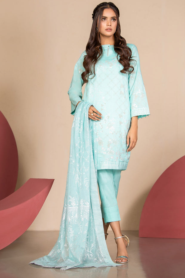 Latest Summer Pakistani printed lawn outfit in ice blue color # P2500