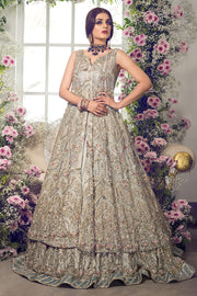 Latest beautiful Pakistani bridal outfit online in ice blue color