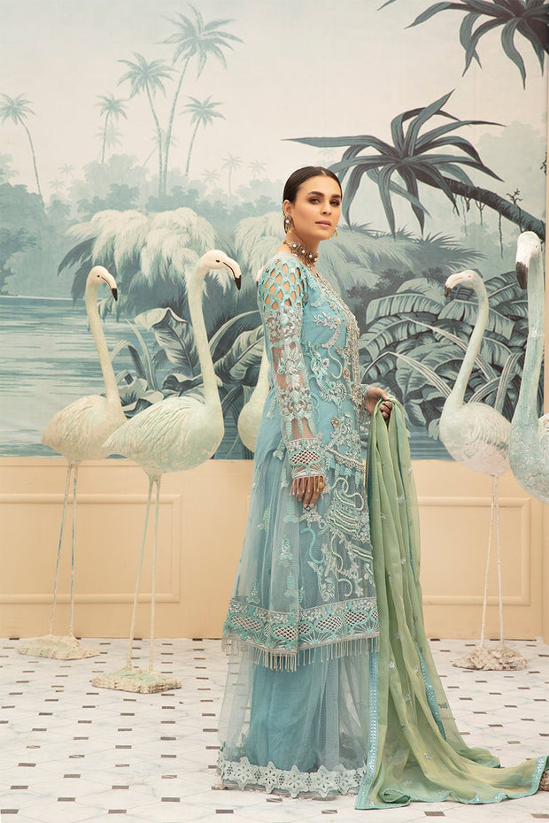 Pakistani party wear in light turquoise  