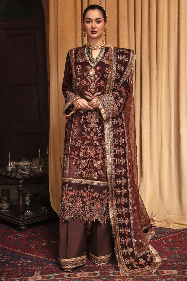 Party Wear Pakistani Dress in Dark Brown Shade Online