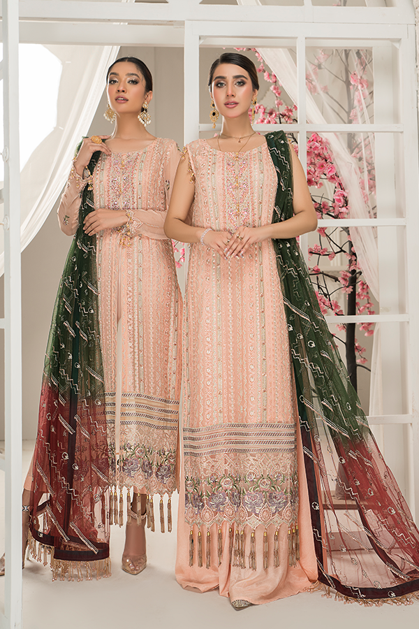 Peach Salwar Kameez with Elegant Embellishments Latest