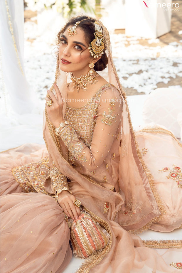 Peach Sharara Kameez for Bridal Wear