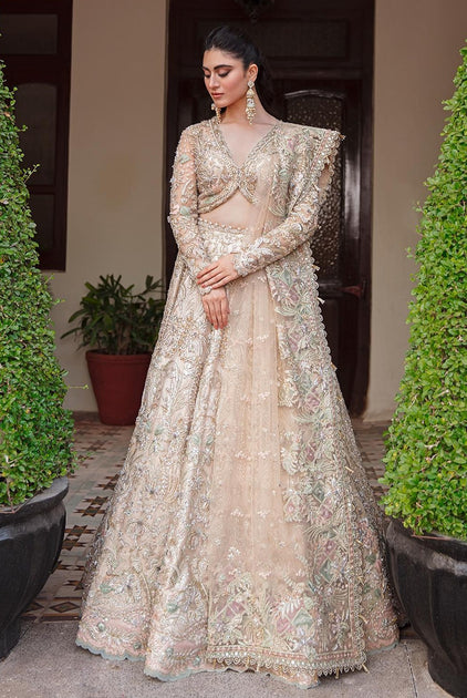 Designer Embellished Peach and Gold Lehenga Choli for Bride – Nameera ...