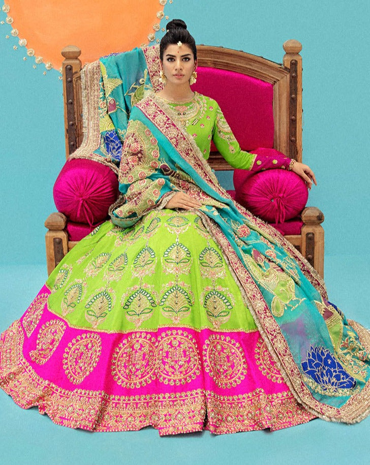 Pink green lehenga shops choli