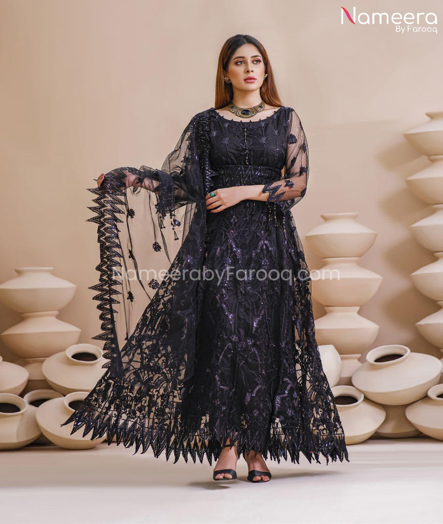 Pishwas Dress Pakistani in Black Color 2021 PF217