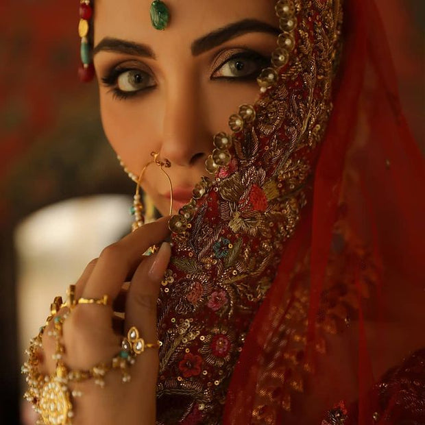 Pishwas Lehenga Red Bridal Pakistani Dress