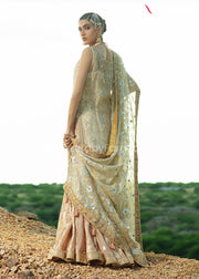 Premium Ivory Gold Bridal Gharara with Kameez Dress