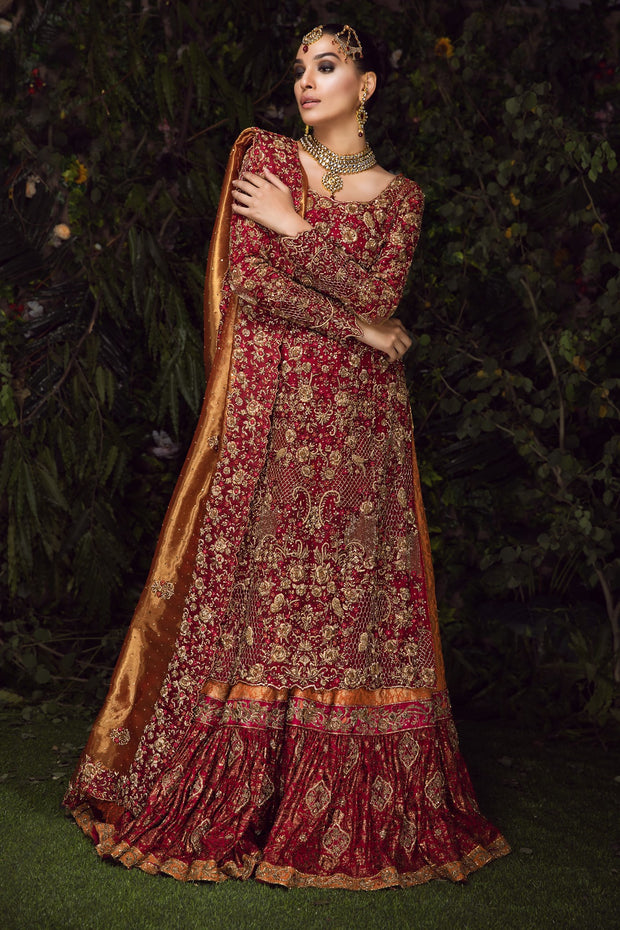  Bridal Lehenga in Red and Golden Colour 2022