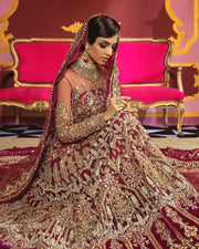 Rani Pink Bridal Lehenga Gown 