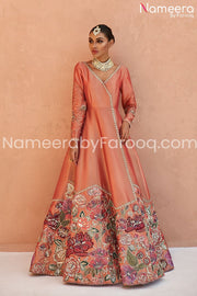 Raw Silk Angrakha Style Frock for Wedding Party