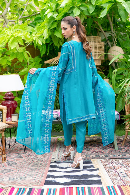 Designer Raw Silk Blue Salwar Kameez Pakistani Party Dresses – Nameera ...