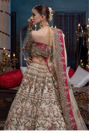 Raw Silk Bridal Ivory and Gold Lehenga Choli 2022