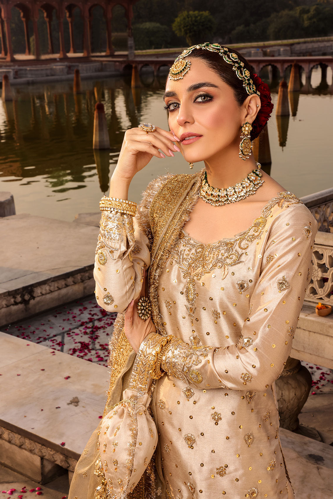 Raw Silk Gharara Kameez Nikkah Wedding Dress Pakistani Online Nameera By Farooq 1019