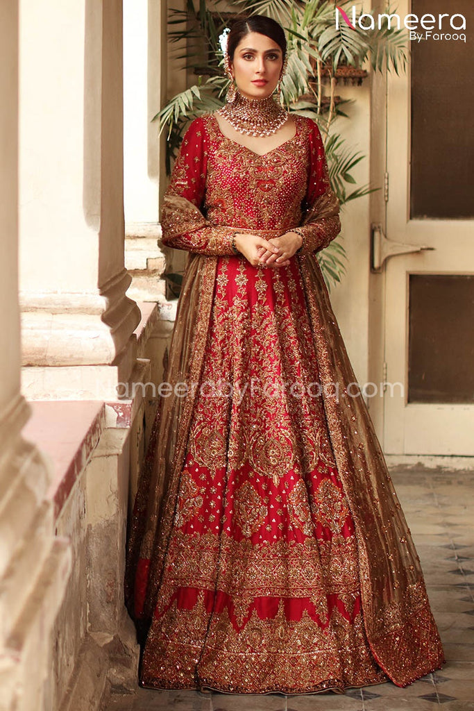 Pakistani Traditional Red Bridal Lehenga Choli #BS530