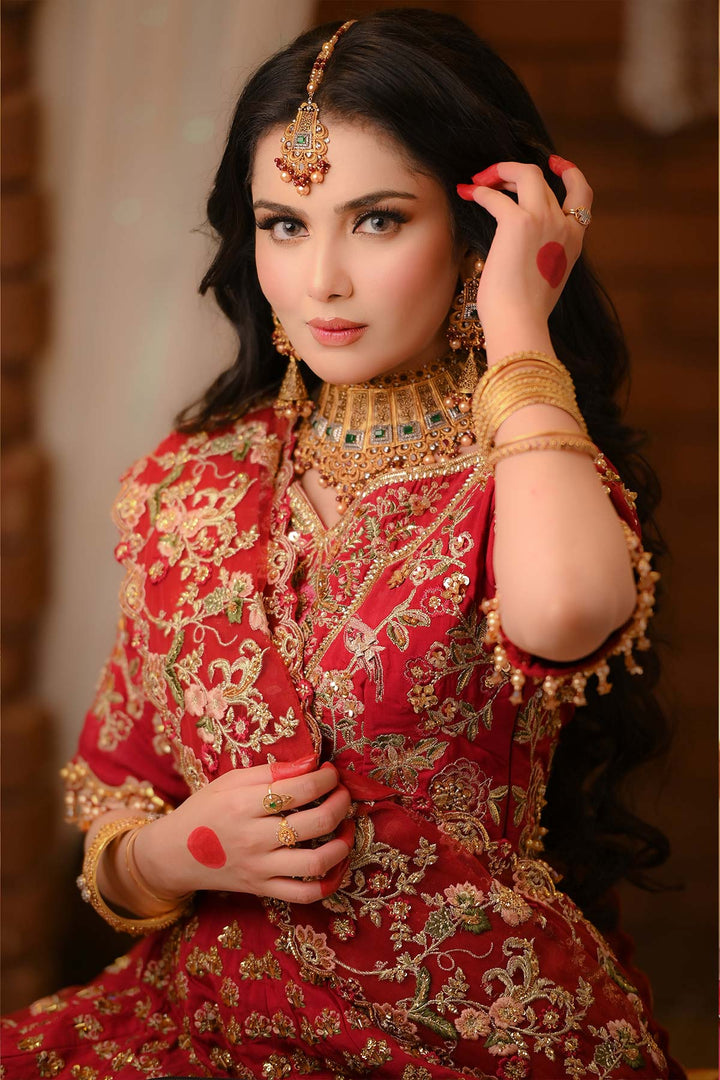 Red Choli Lehenga Dress for Pakistani Bridal Wear – Nameera by Farooq