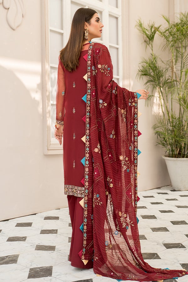 Red Kameez Salwar with Fine Embroidery Work Online