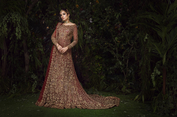 Red Maroon Bridal Lehenga for Wedding