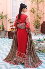 Red Pakistani Dress with Magnificent Embroidery Latest