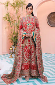Red Pakistani Dress with Magnificent Embroidery