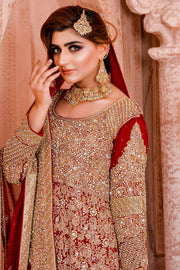 Red Pakistani Gown Traditional Barat Dress