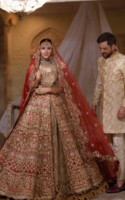 Red and Golden Dress Pakistani