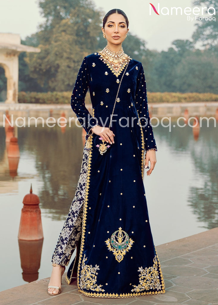 Navy blue pakistani clearance dresses