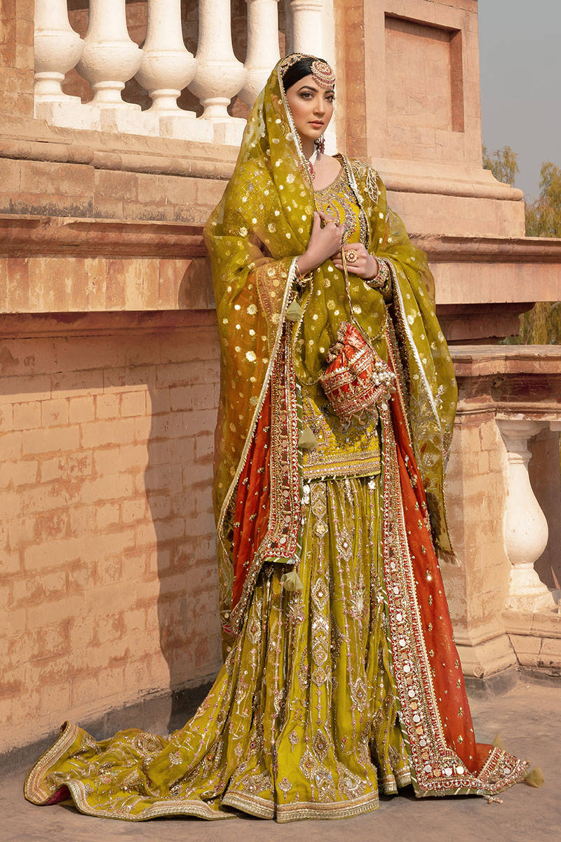 Traditional Farshi Gharara Kameez Pakistani Bridal Dress Nameera By Farooq 