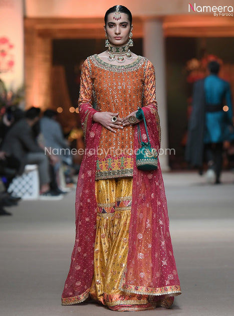 Buy Royal Pakistani Banarsi Gharara with Short Kurti Online – Nameera ...