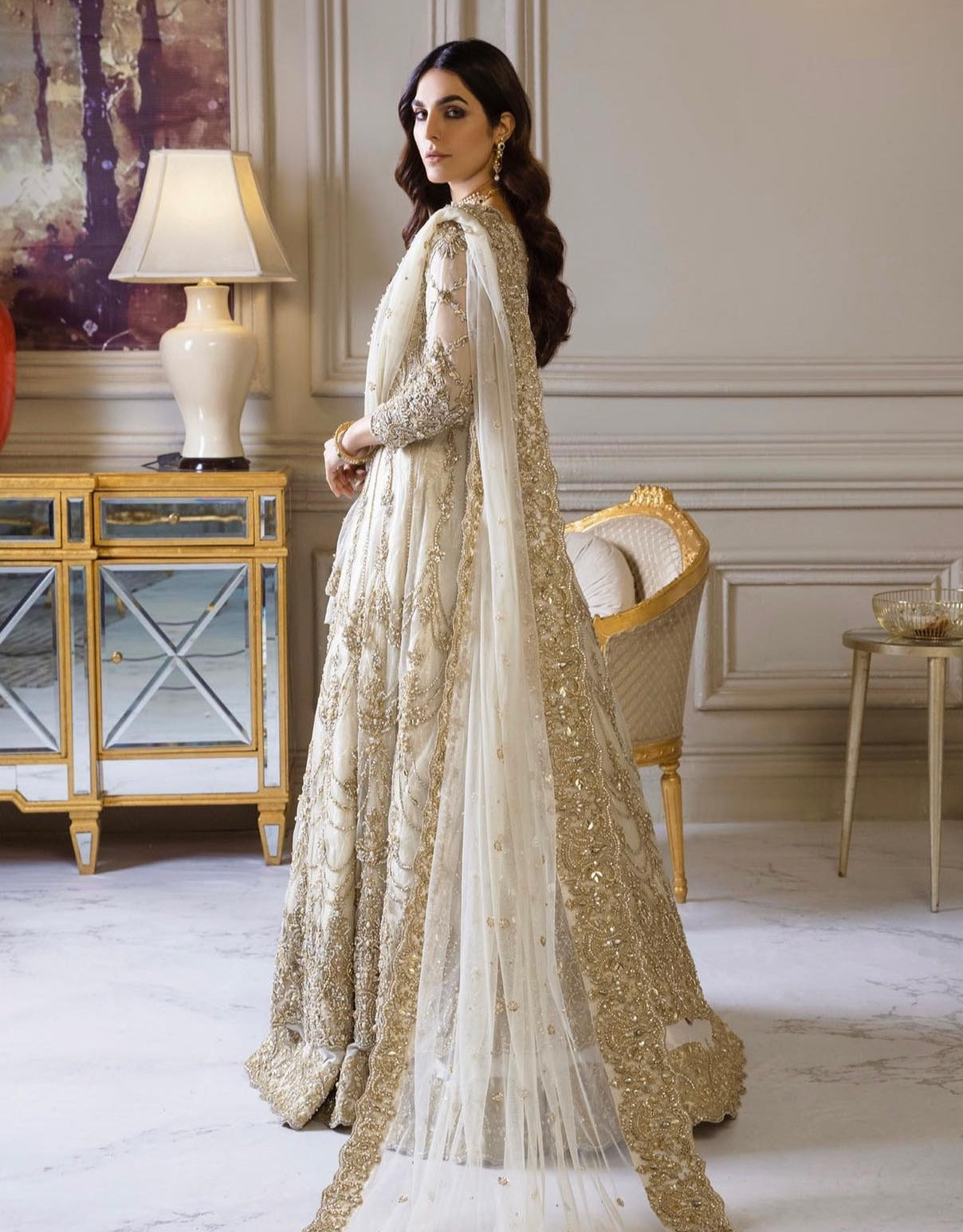 Royal Pakistani Bridal Dress in Lehenga Frock Style – Nameera by Farooq