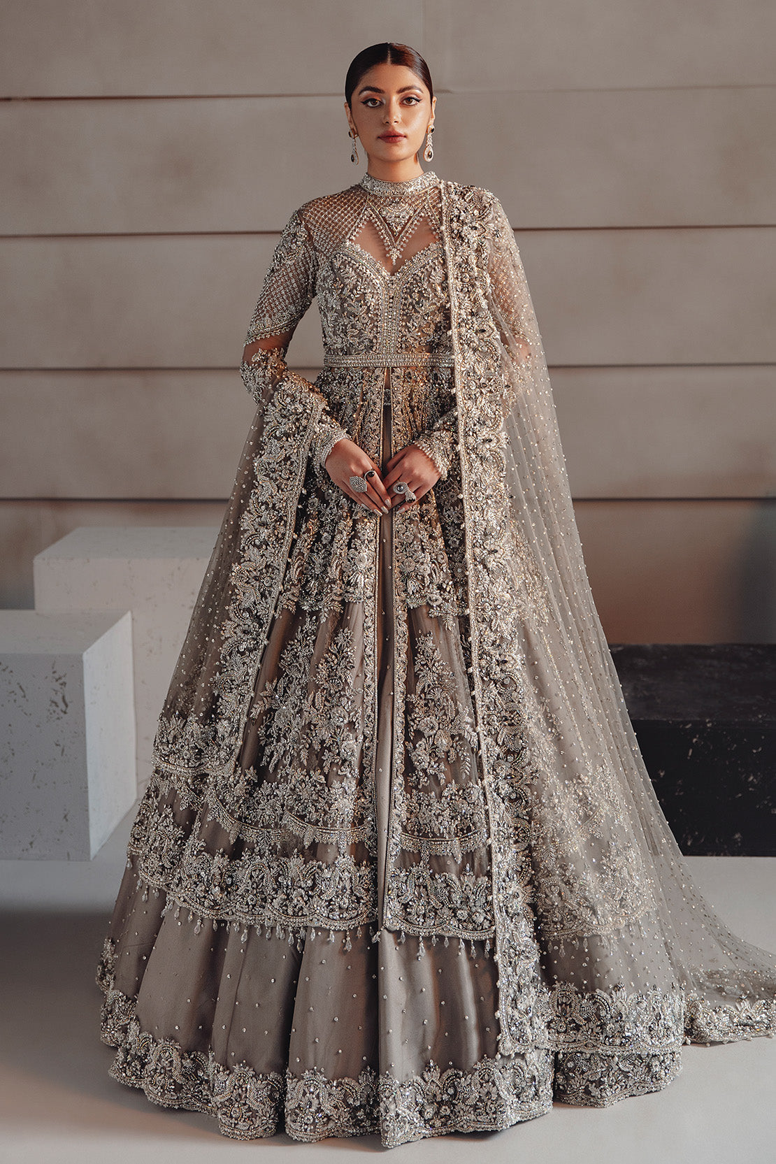 Buy Pakistani Bridal Pishwas Frock With Lehenga Dress In Utah Nameera By Farooq 4925