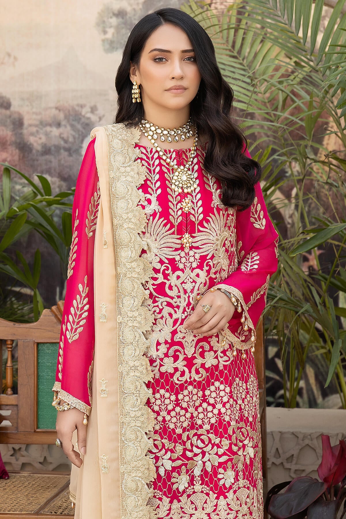 Pakistani Pink Dress in Kameez Trouser Style for Eid – Nameera by Farooq