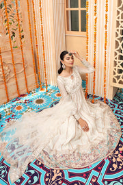 Royal White and Gold Dress Pakistani in Pishwas Style