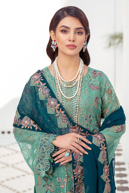 Party Wear Sea Green Pakistani Dress with Royal Embroidery – Nameera by ...