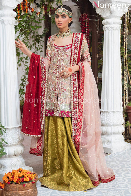 Latest Short Shirt with Sharara Bridal Dress Pakistani Online – Nameera ...