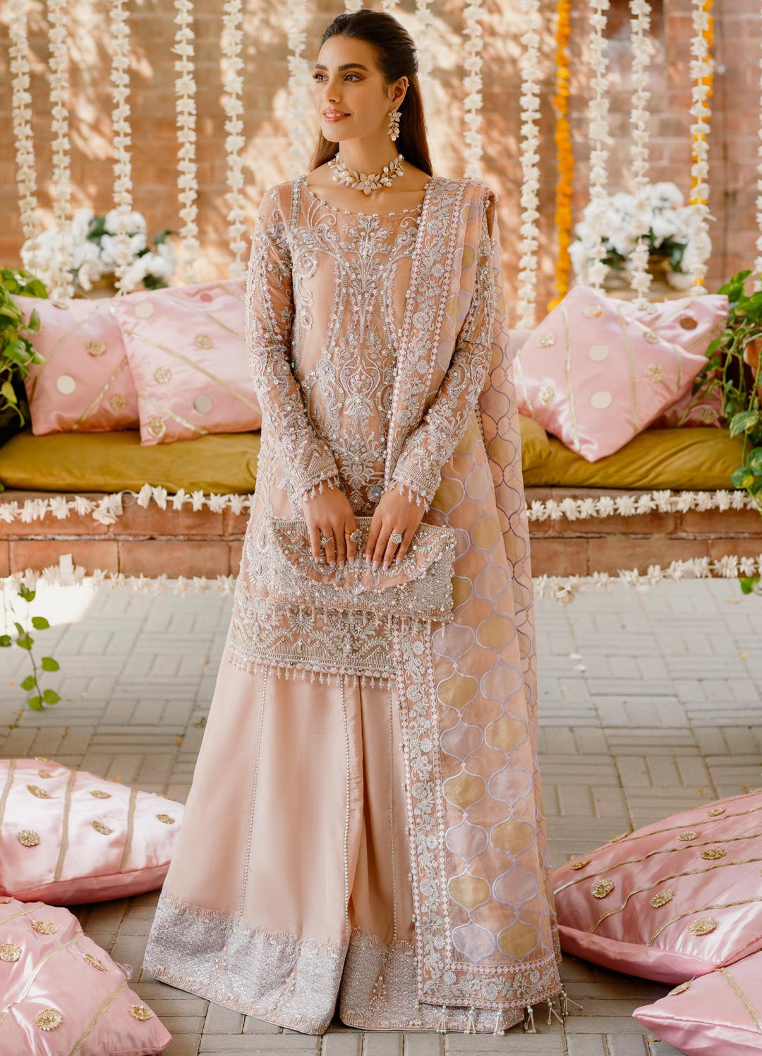 Short Shirt with Trouser Style Pakistani Wedding Dress Nameera by Farooq