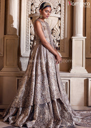 Silver Bridal Lehenga Pakistani for Wedding Online Side Pose