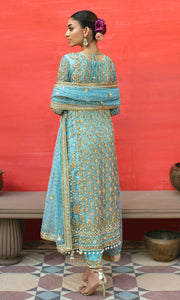 Sky Blue Long Kameez Capri for Pakistani Wedding Dress