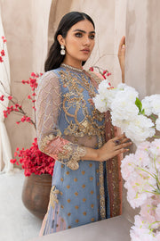 Teal Blue Traditional Front Open Gown Pakistani Eid Dress Online