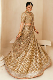 Traditional Bridal Golden Lehenga Choli Dress Pakistani