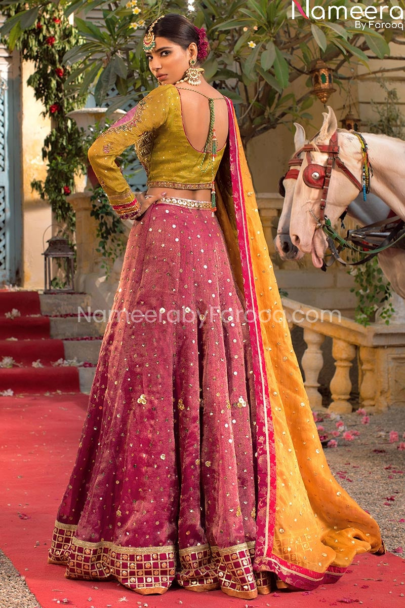 Latest Traditional Bridal Lehenga Choli Online Pakistan Nameera by Farooq