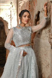 Traditional Grey Lehenga Choli Bridal Dress Pakistani