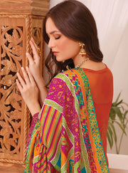 Traditional Orange Salwar Kameez Pakistani Eid Dress in Chiffon