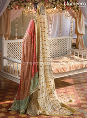 Pakistani Bridal Gown with Sharara in Brocade #BS688