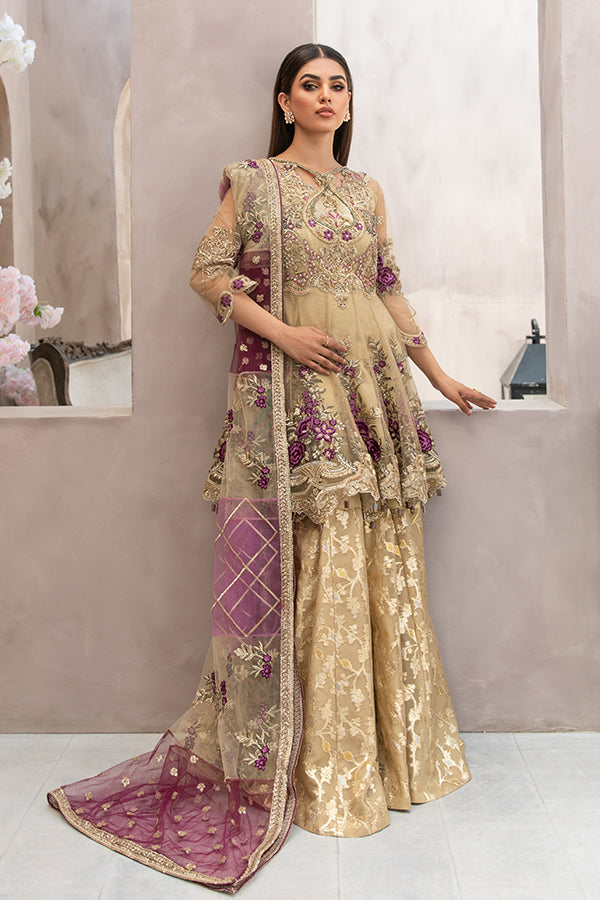 Pakistani Wedding Dress Peplum Top Plum Silver Gold Stone Work Design  Quarter | eBay