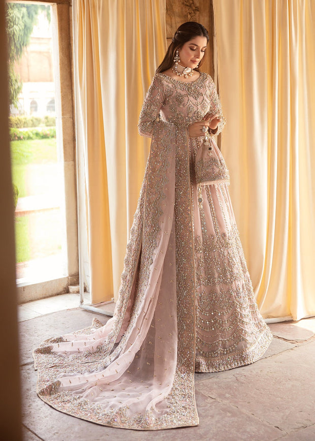 Traditional Pakistani Pink Pishwas Dupatta Wedding Dress