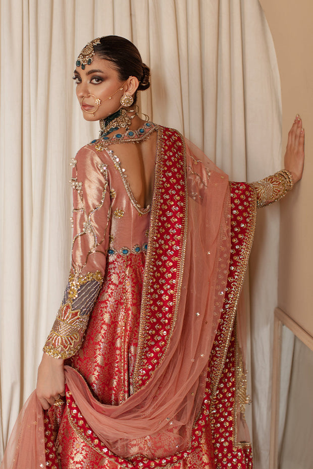 Traditional Pishwas And Dupatta Pakistani Bridal Dress Nameera By Farooq 8233
