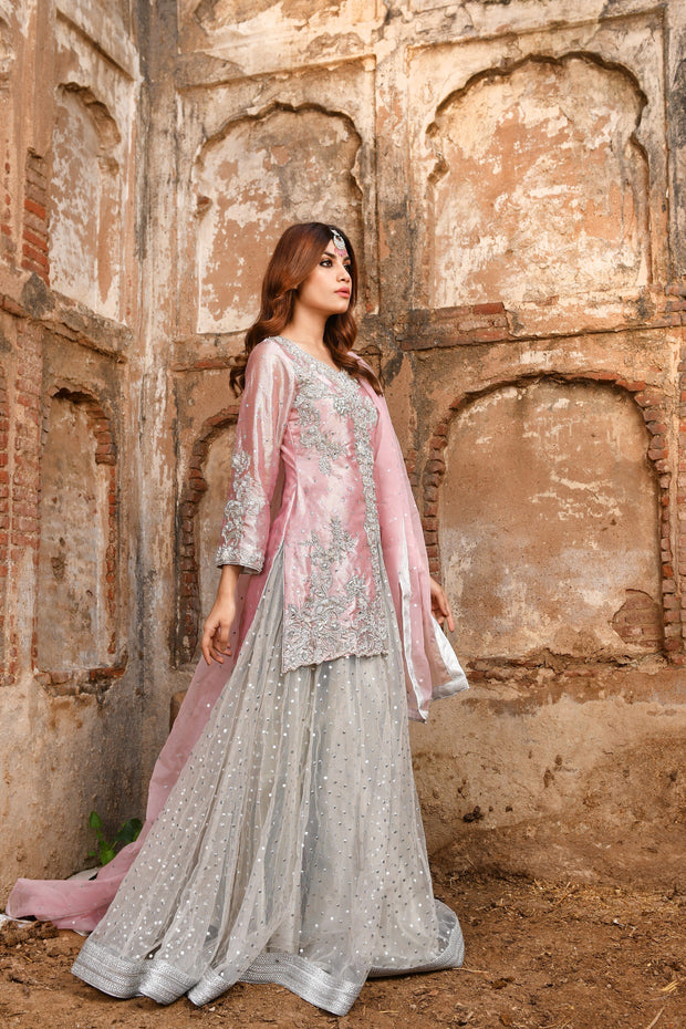 Latest Traditional Silver Lehenga Shirt Dupatta Dress Online Nameera by Farooq