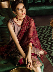 Beautiful Pakistani velvet embroidered party outfit in skin color # P2457