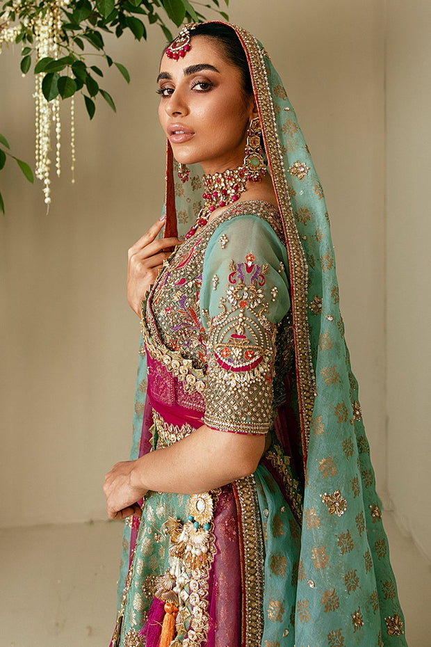 Wedding Turquoise Lehenga Choli Bridal Dress Pakistani