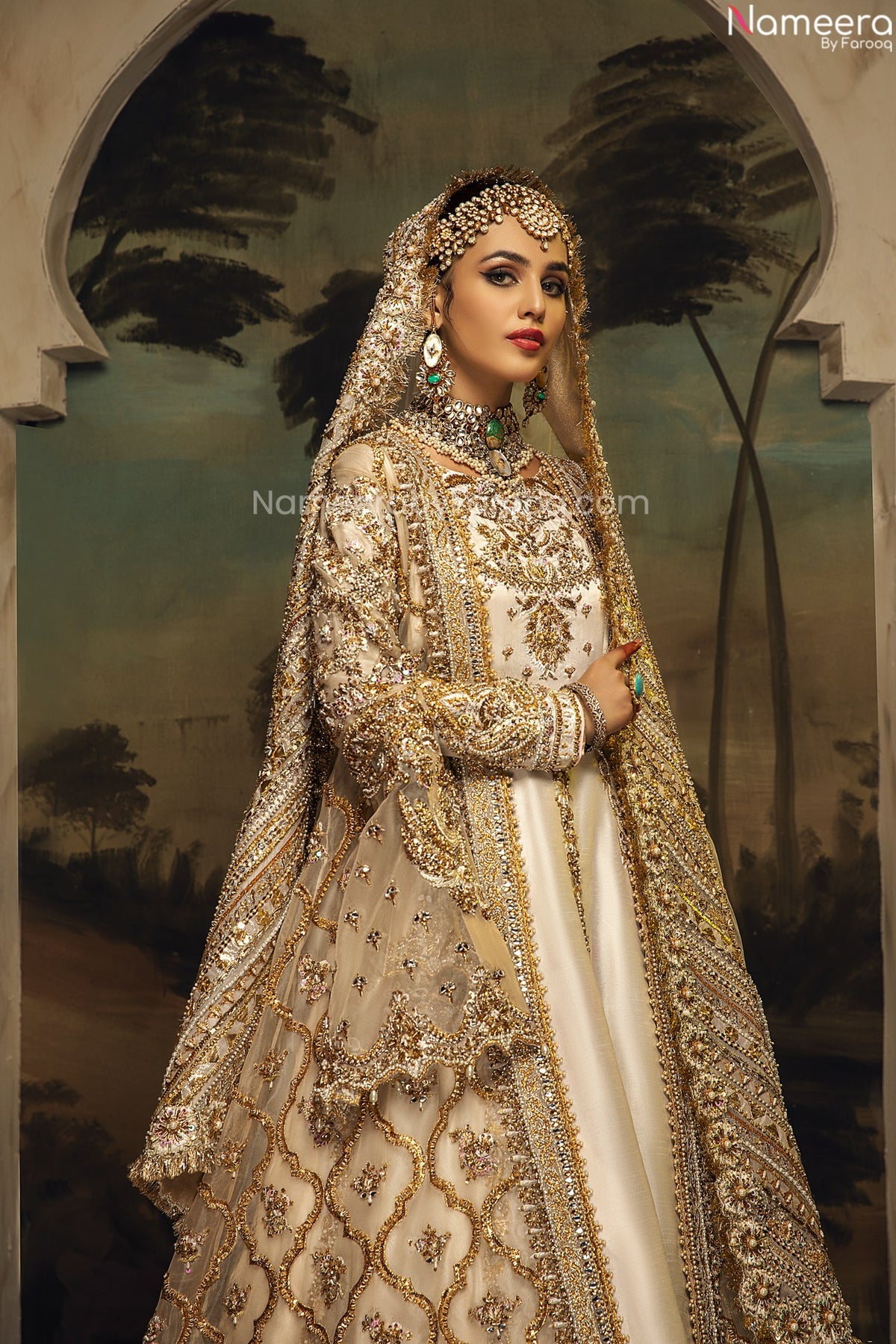 Embellished White Bridal Dress Pakistani Designer Attire – Nameera by ...